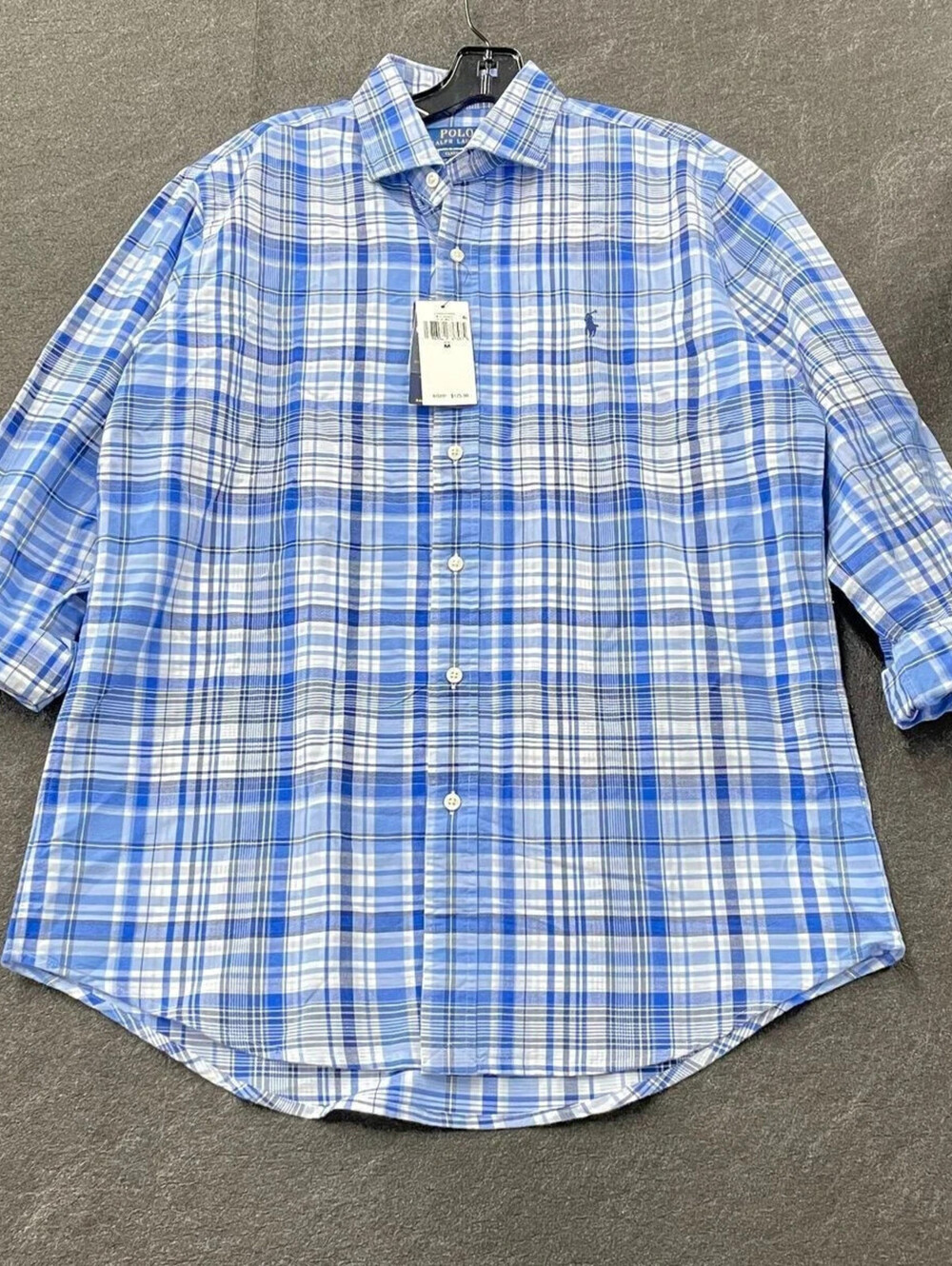 POLO RALPH LAUREN Plaid Oxford Shirt Men's Size M Blue Multi $125 MSRP NWT